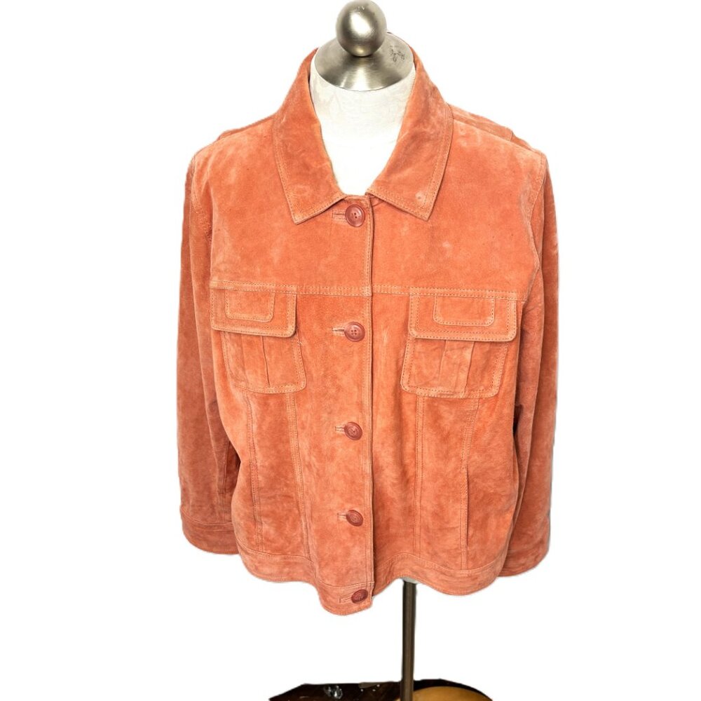 Dennis Basso Suede Leather Coral Jacket  Med/Large